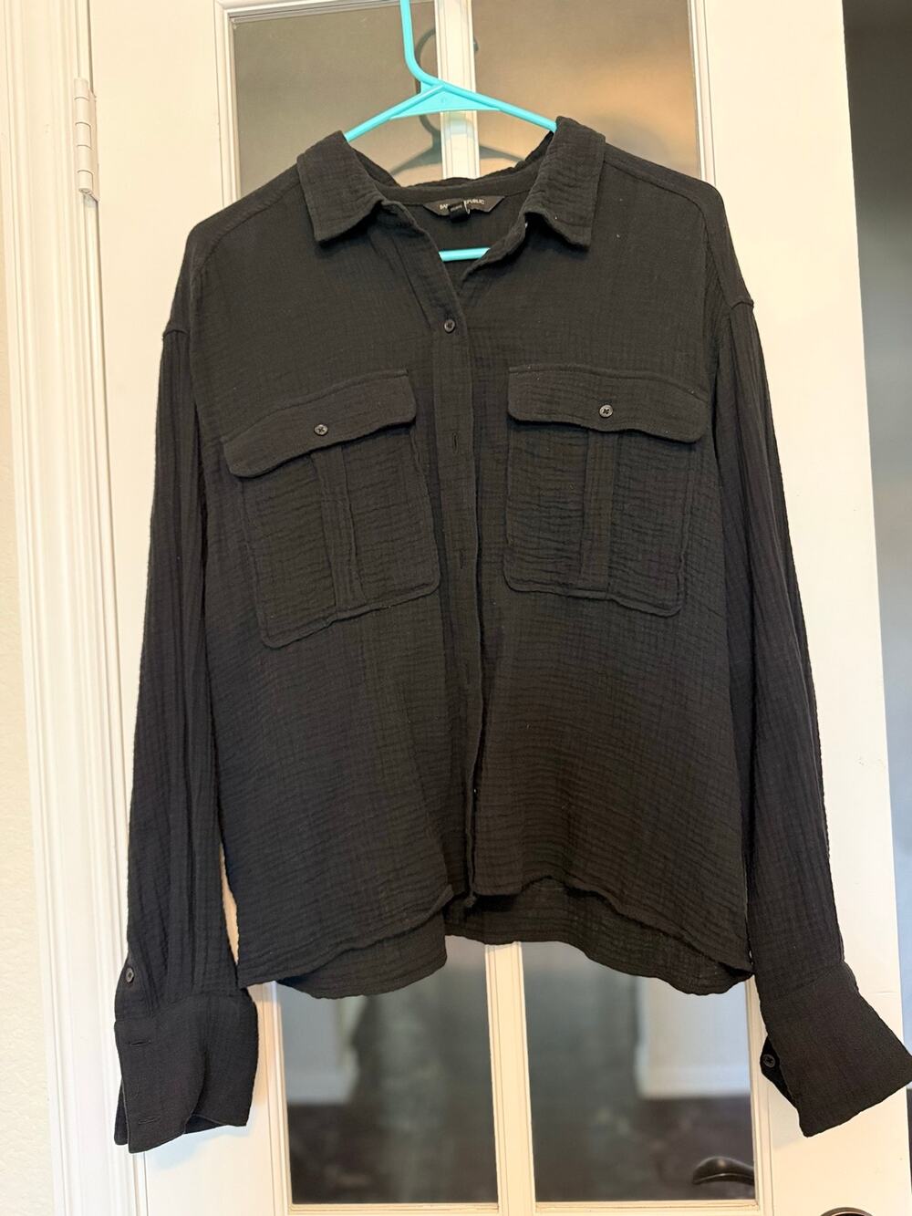 Banana Republic Black Cotton Gauze Utility Shirt Women’s Medium